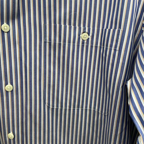 Orvis Men’s Cotton Blue Yellow White Stripe Button Down Shirt Size XL - Picture 4 of 8